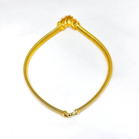 Vintage '80s Pink Enamel and Goldtone Necklace - Picture 6 of 6